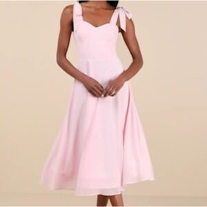 Lulus All About Love Blush Pink Midi Formal Prom Bridesmaid Dress Size M NWT
